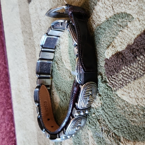 90's Brighton Belt Chunky Silver Black Heavy 1995 Round - Picture 7 of 9